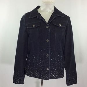 Chico’s Blue Denim Rhinestone Jacket
